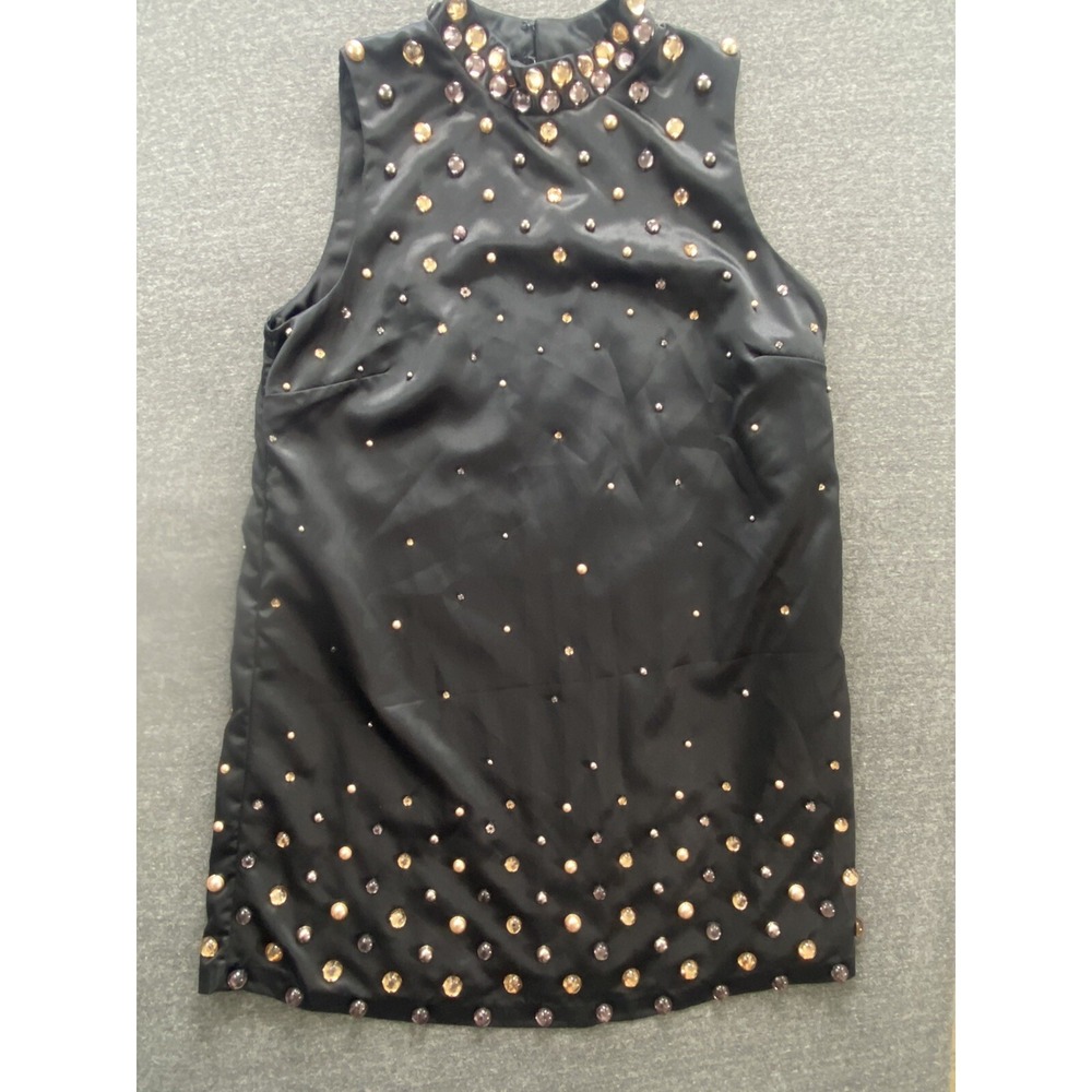 Anthropologie Tanvi Kedia Mini Dress‎ Large Women Sleeveless Shine Preppy Retro